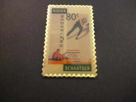 Schaatsen-roeien Olympische spelen postzegel